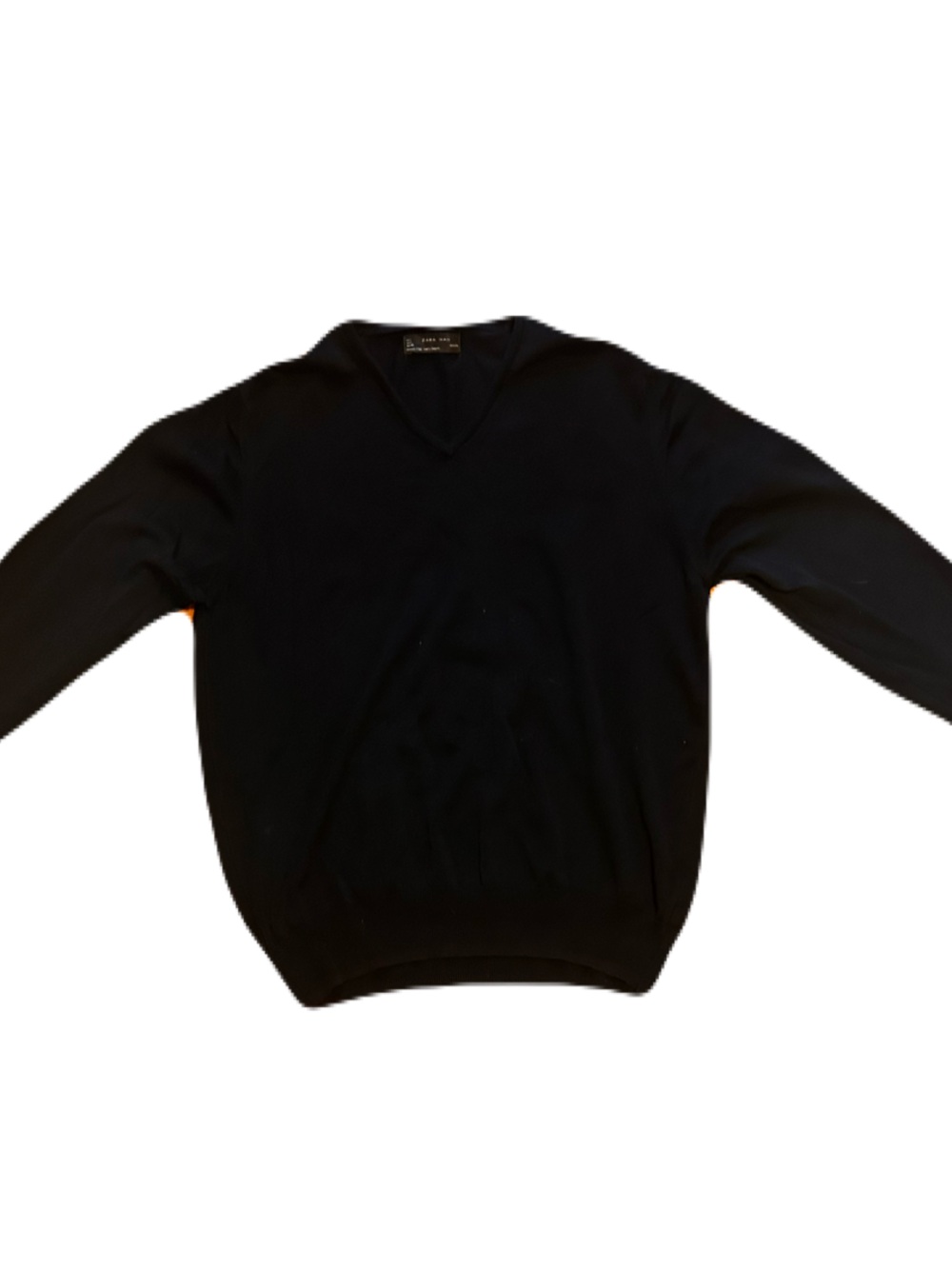 Zara Men's Black V-Neck Sweater - Minimal Knit